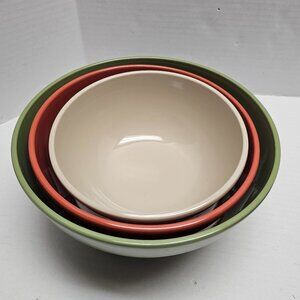 New 3 Bowls Target Home Fall Color Green Orange Cream Melamine Stackable Serving